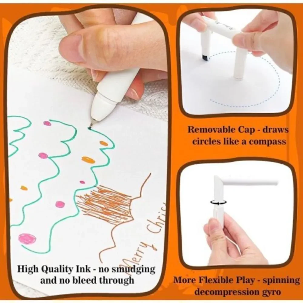 8Pcs Colorful Novelty Fidget Curve Pen - 8 Halloween Patterns, Assembled, DIY Sh